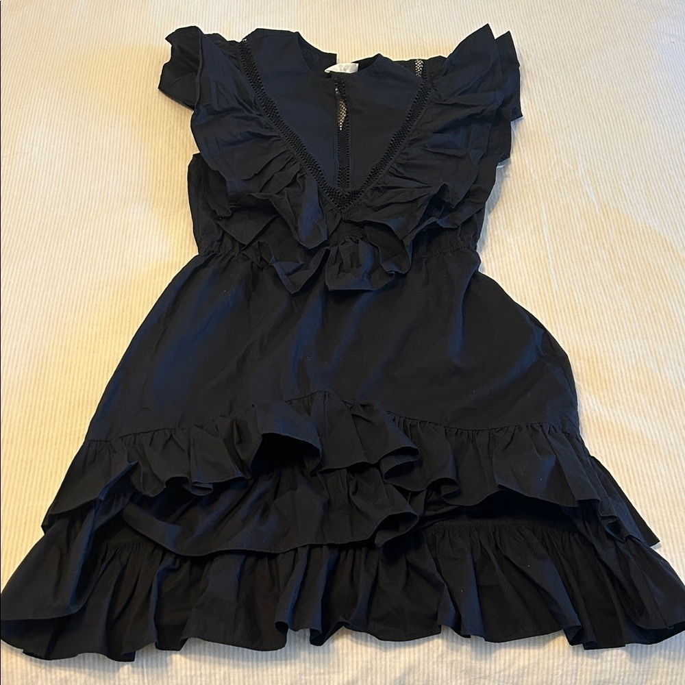 7 For All Mankind Black Ruffled Dress - Picture 2 of 5